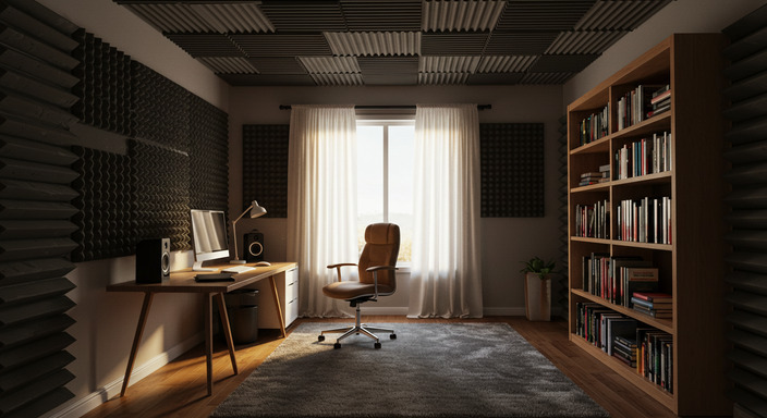 Budget-friendly home office with DIY soundproofing solutions.