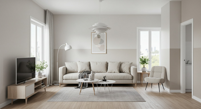 Small modern living room with light-colored walls enhancing spaciousness.